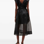 Abito corto a pois con ruches in nero Ganni - donna 