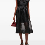 Abito corto a pois con ruches in nero Ganni - donna 