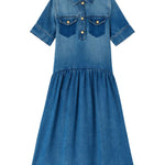 Abito in denim con ruches blu Ganni - donna 