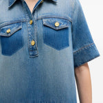 Abito in denim con ruches blu Ganni - donna 