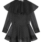 Abito corto a pois con ruches in nero Ganni - donna 