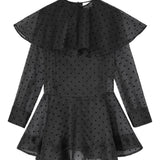 Abito corto a pois con ruches in nero Ganni - donna 