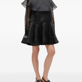 Abito corto a pois con ruches in nero Ganni - donna 