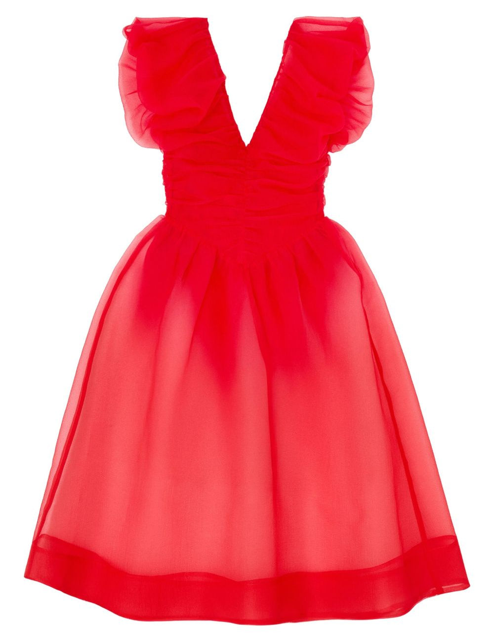 Abito corto con ruches in rosso Ganni - donna 