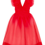 Abito corto con ruches in rosso Ganni - donna 