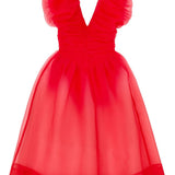 Abito corto con ruches in rosso Ganni - donna 