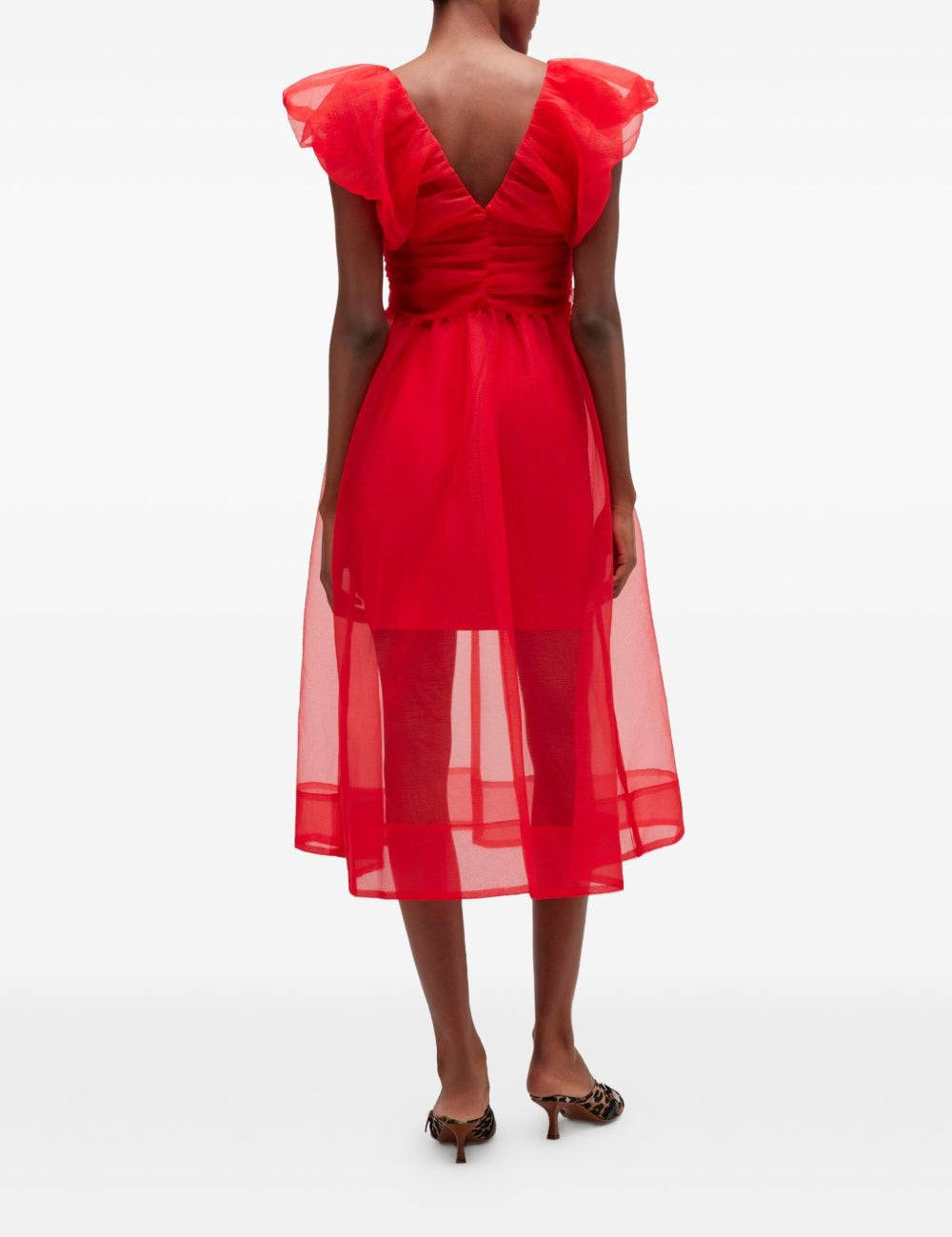Abito corto con ruches in rosso Ganni - donna 