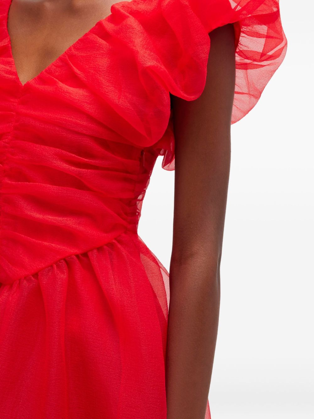 Abito corto con ruches in rosso Ganni - donna 