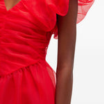 Abito corto con ruches in rosso Ganni - donna 