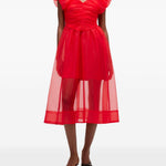 Abito corto con ruches in rosso Ganni - donna 
