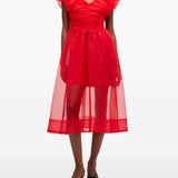 Abito corto con ruches in rosso Ganni - donna 
