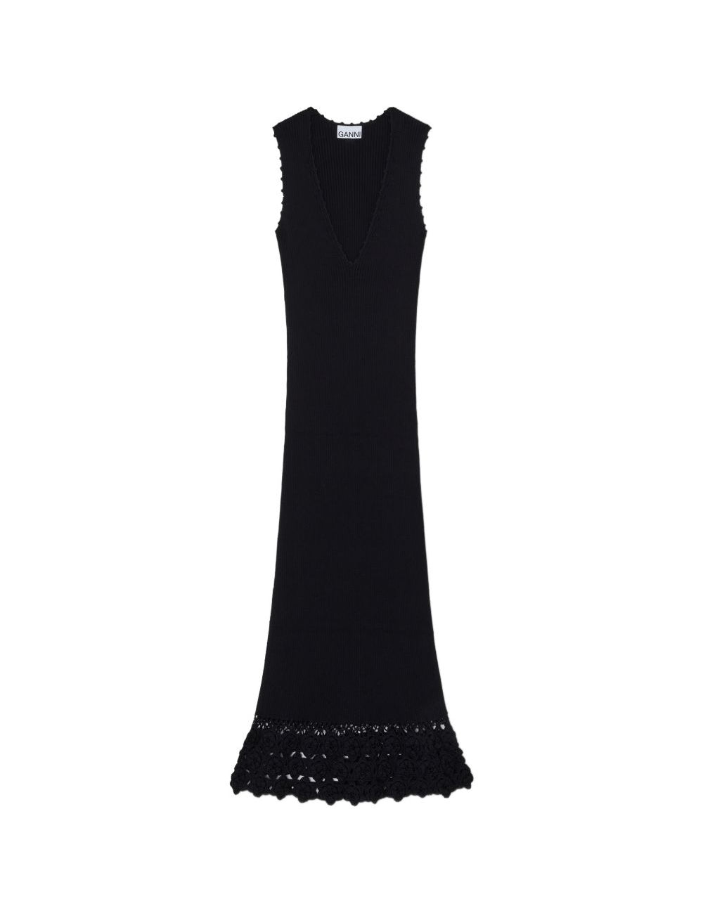 Abito lungo con scollo a V in nero Ganni - donna 