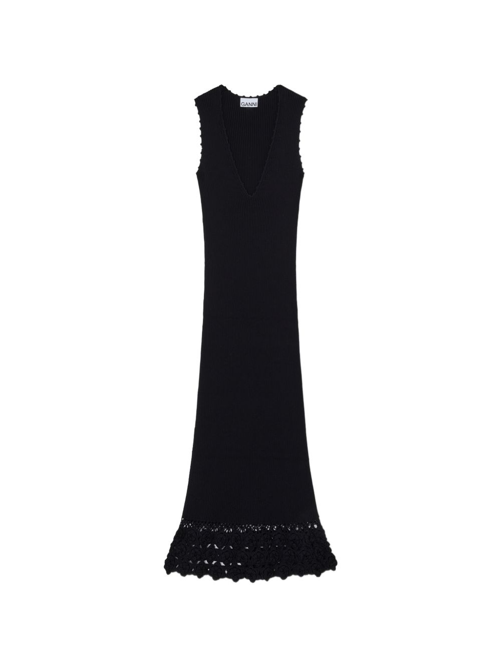 Abito lungo con scollo a V in nero Ganni - donna 