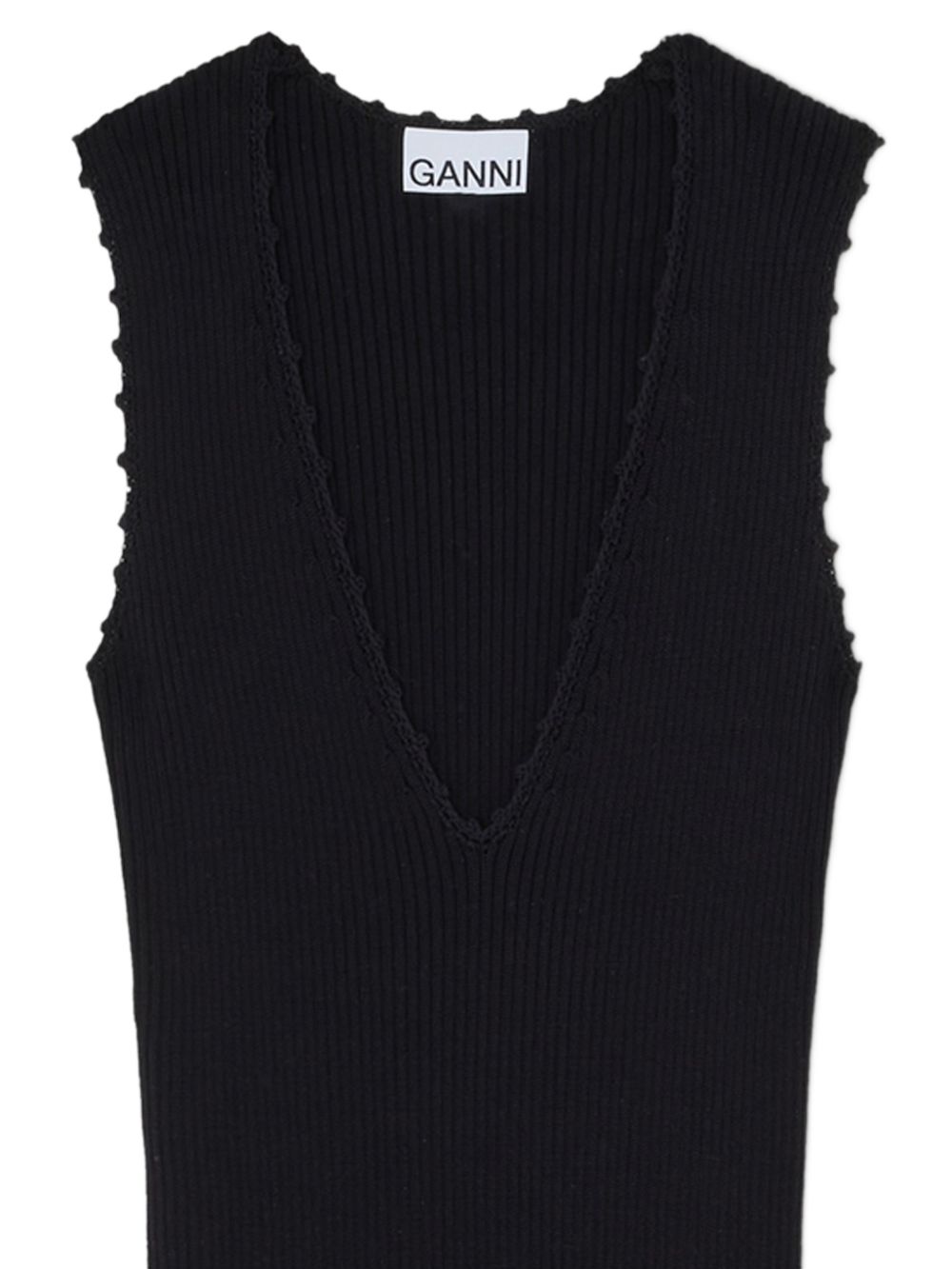 Abito lungo con scollo a V in nero Ganni - donna 