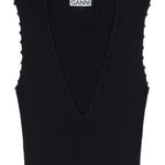 Abito lungo con scollo a V in nero Ganni - donna 