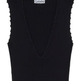 Abito lungo con scollo a V in nero Ganni - donna 