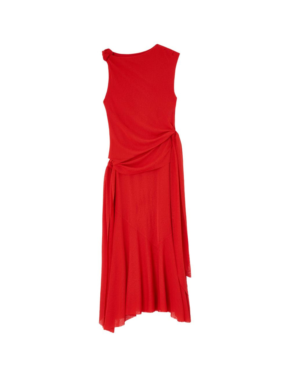 Abito midi asimmetrico in rosso 