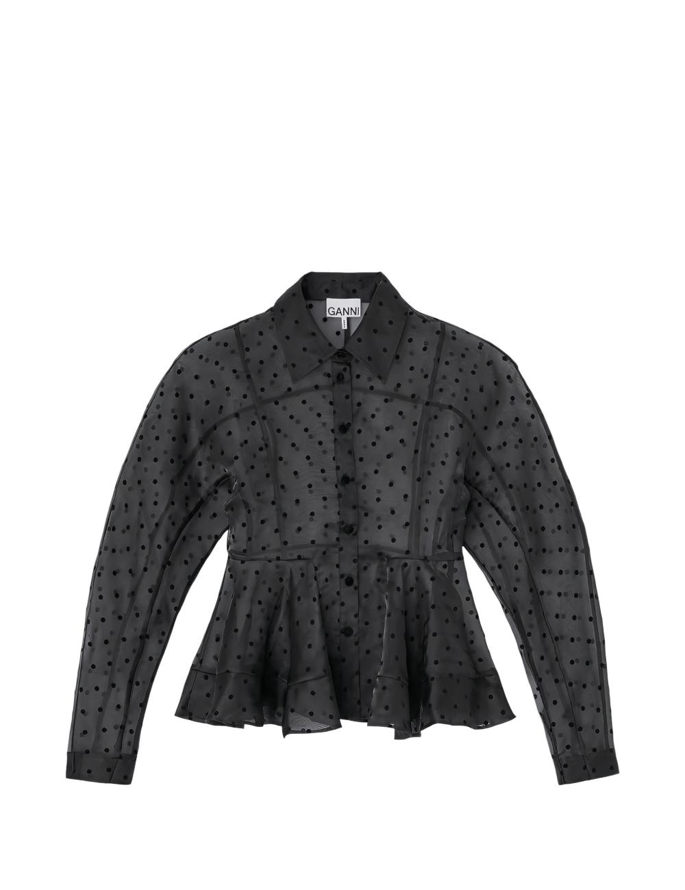 Camicia a pois in nero Ganni - donna 