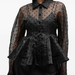 Camicia a pois in nero Ganni - donna 