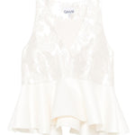 Top con peplum in bianco Ganni - donna 