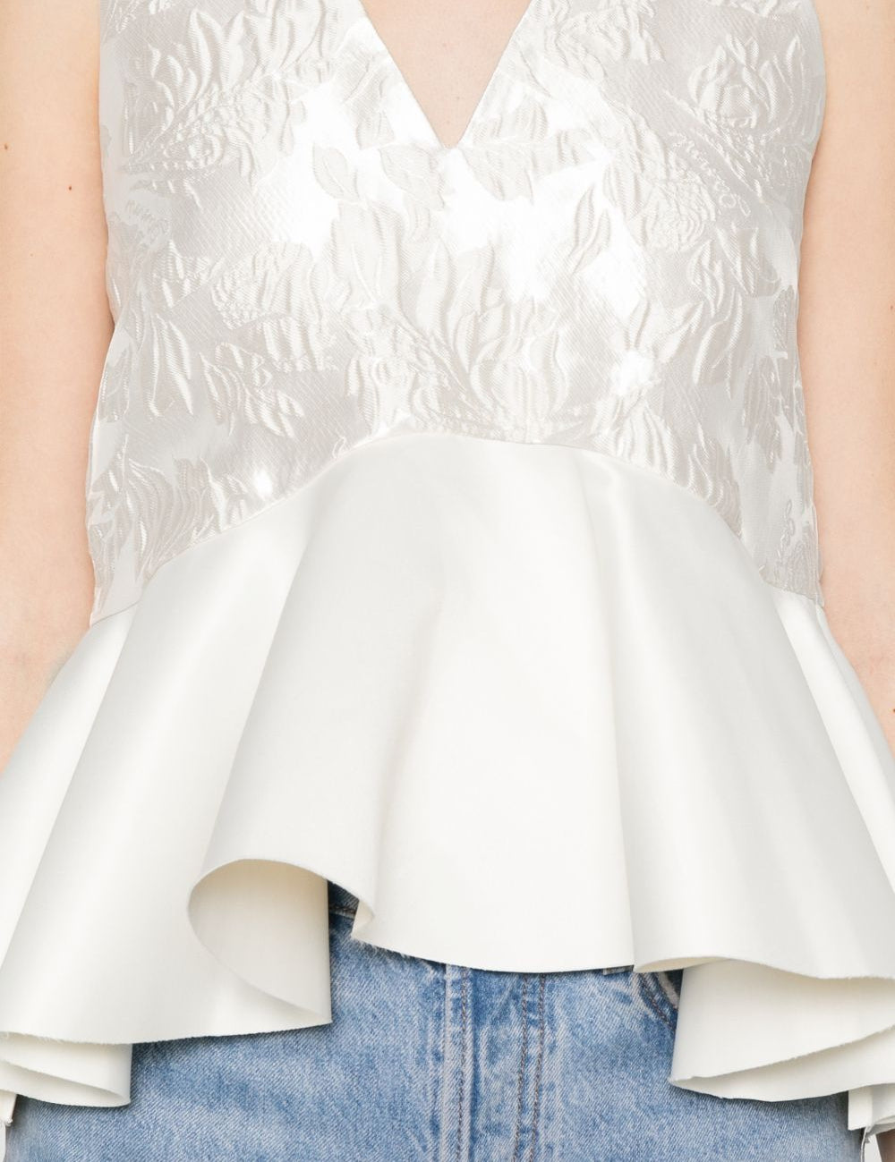 Top con peplum in bianco Ganni - donna 
