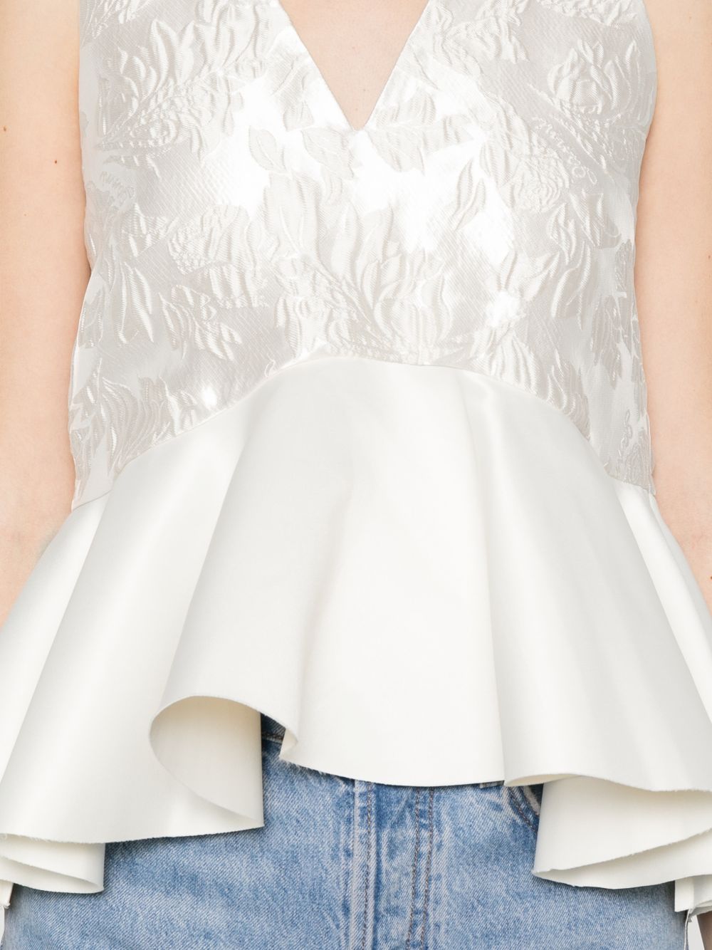 Top con peplum in bianco Ganni - donna 