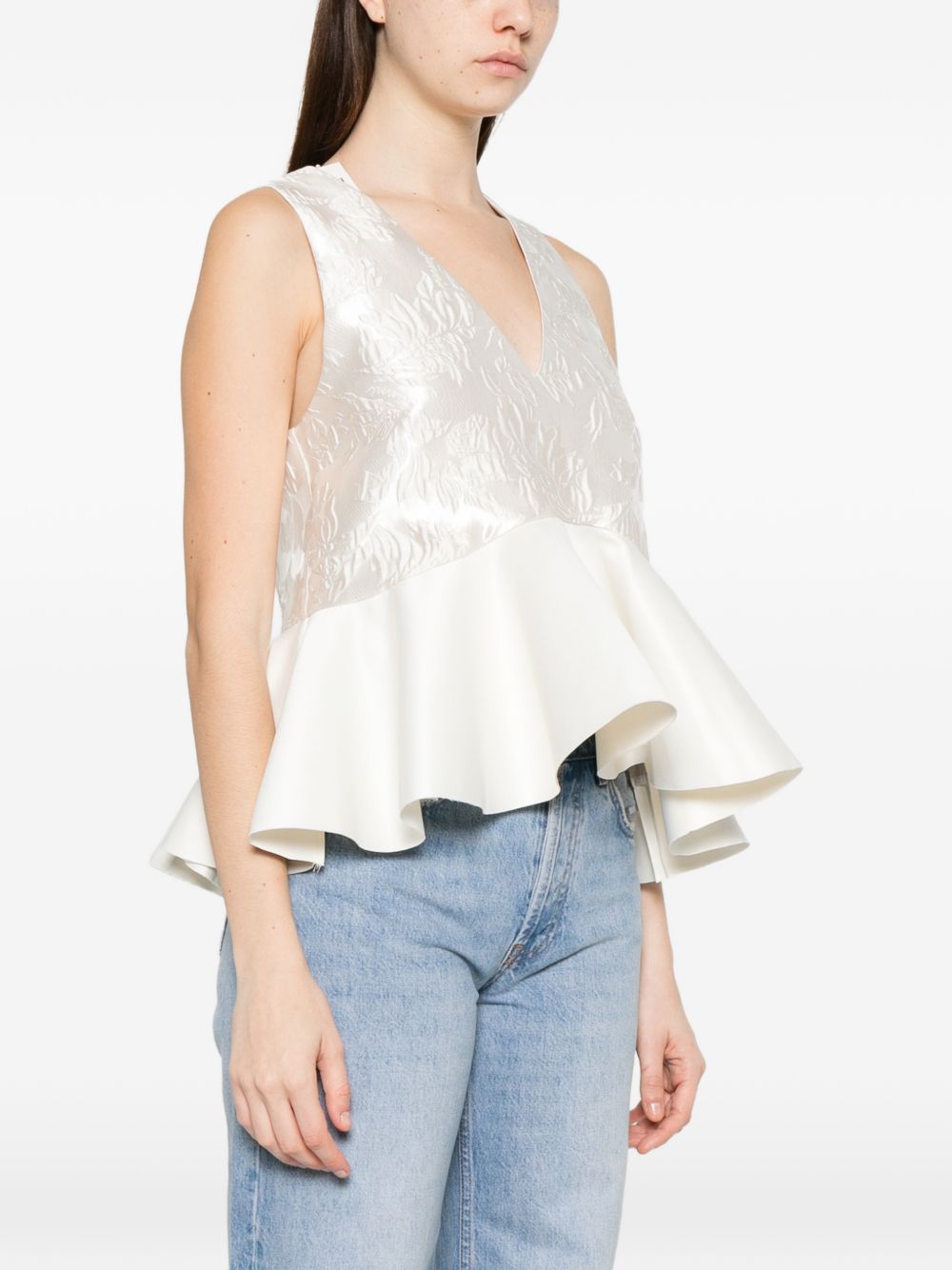 Top con peplum in bianco Ganni - donna 