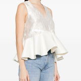 Top con peplum in bianco Ganni - donna 