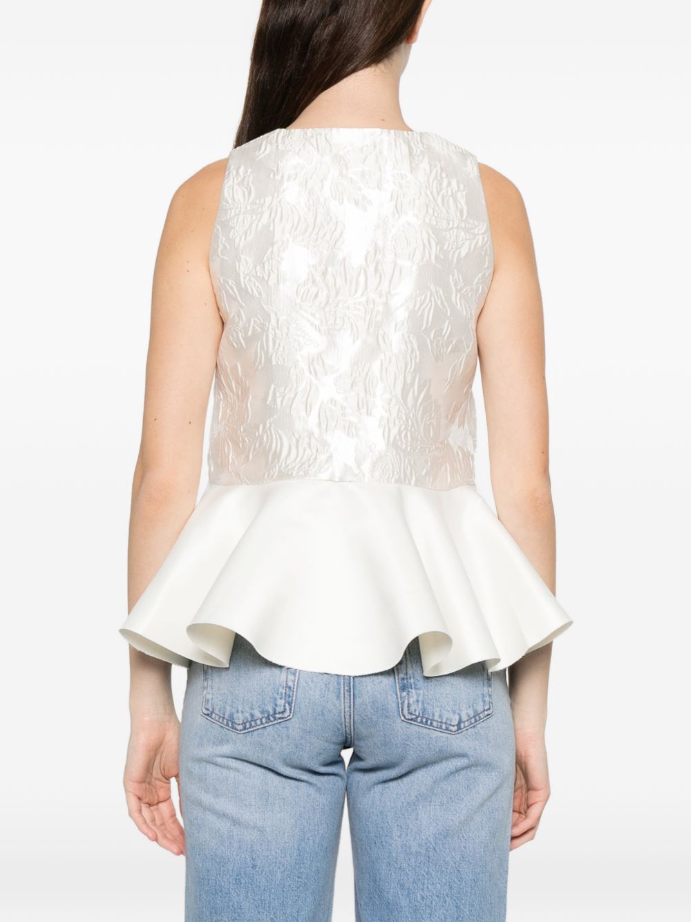 Top con peplum in bianco Ganni - donna 