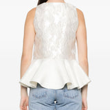 Top con peplum in bianco Ganni - donna 