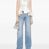 Top con peplum in bianco Ganni - donna 