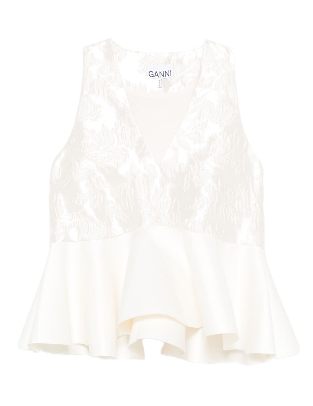 Top con peplum in bianco Ganni - donna 
