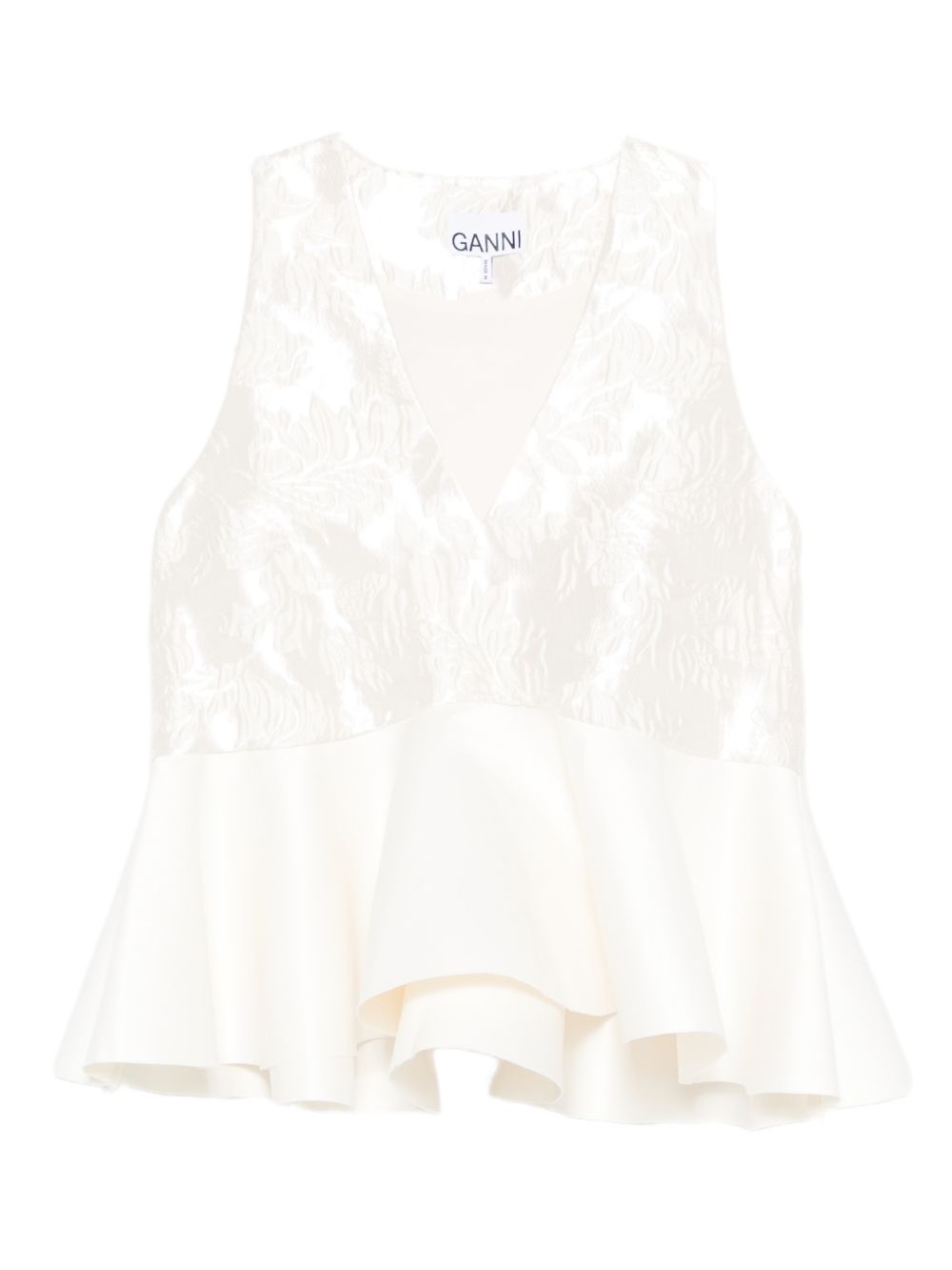 Top con peplum in bianco Ganni - donna 