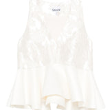 Top con peplum in bianco Ganni - donna 