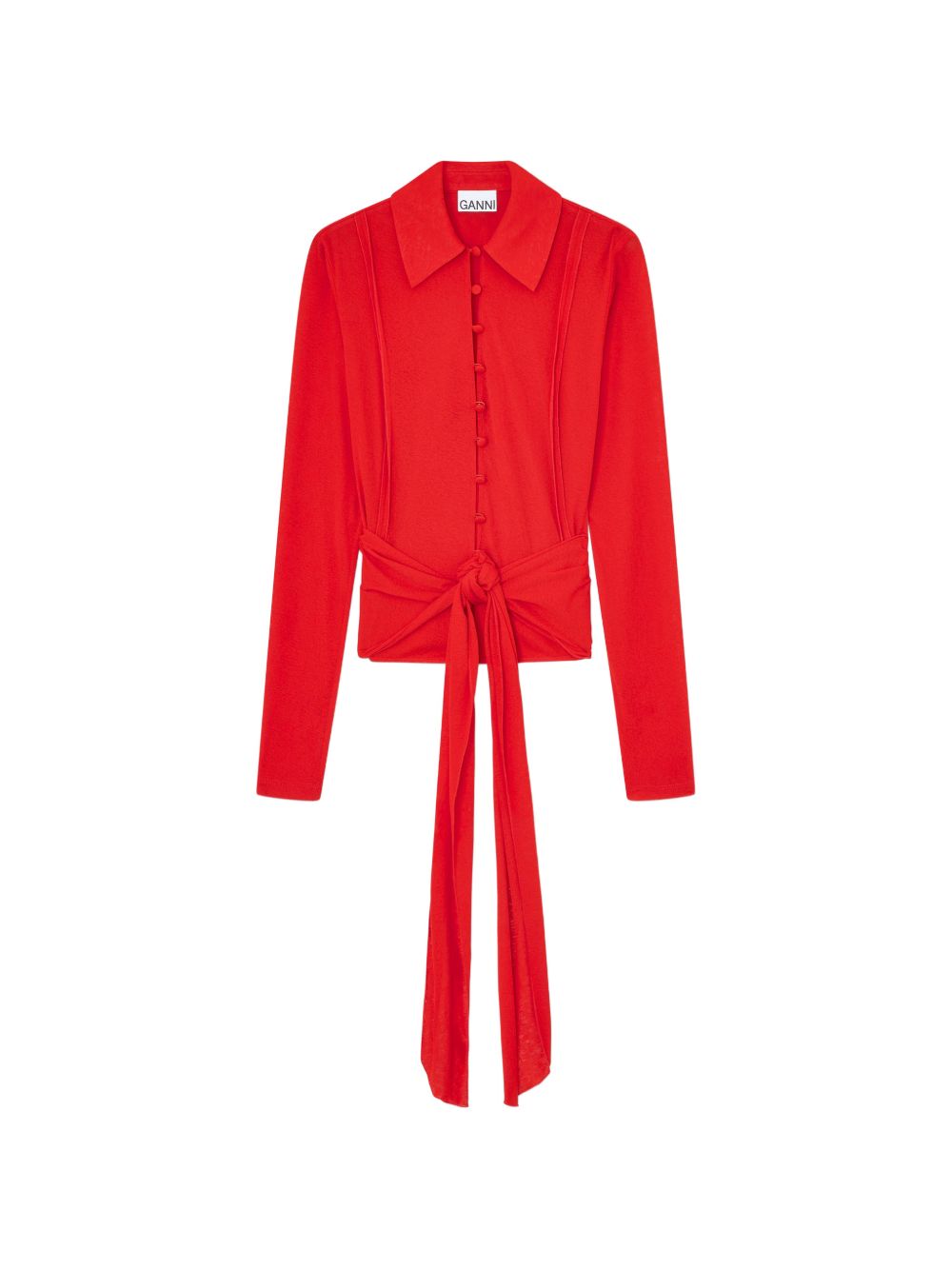 Camicia con nodo in rosso Ganni - donna 