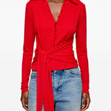 Camicia con nodo in rosso Ganni - donna 