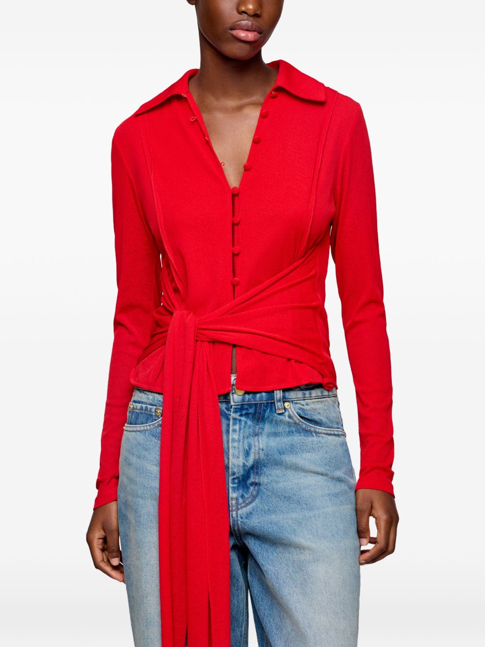 Camicia con nodo in rosso Ganni - donna 