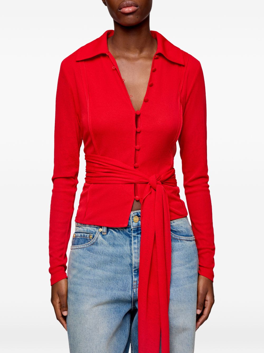 Camicia con nodo in rosso Ganni - donna 