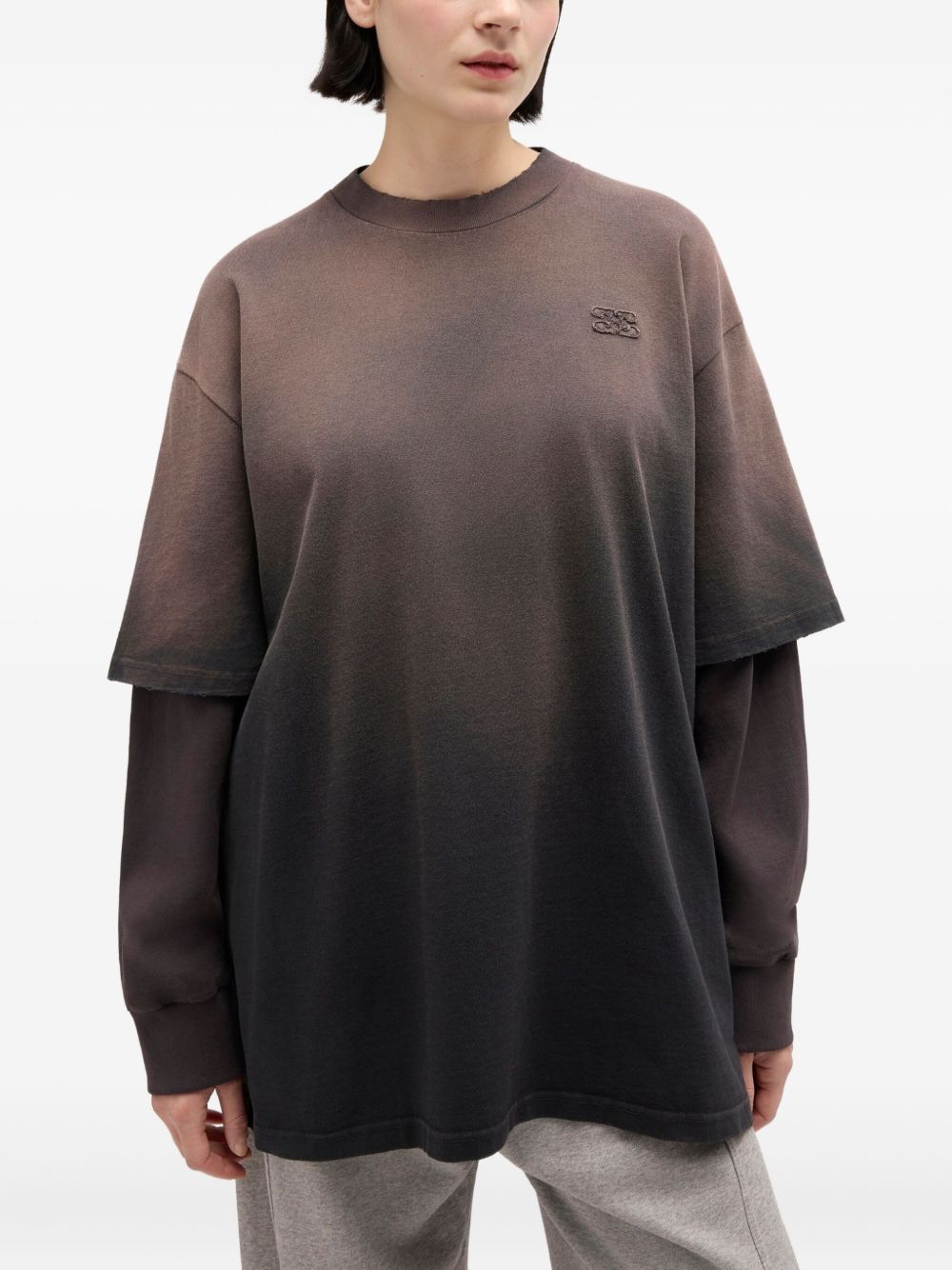 Felpa a strati con dettaglio del logo in marrone Ganni - donna 