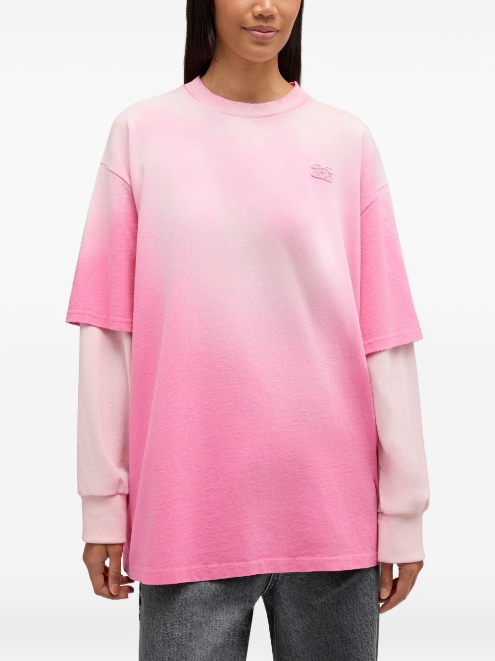 Felpa  con logo a strati e dettaglio in rosa Ganni - donna 