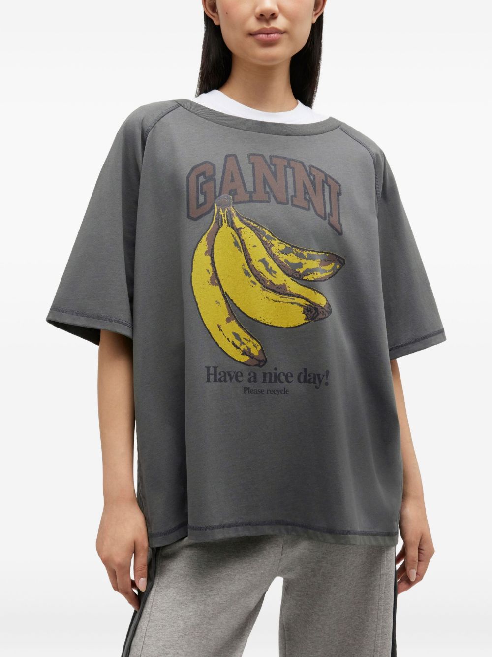 T-shirt con stampa in grigio Ganni - donna 