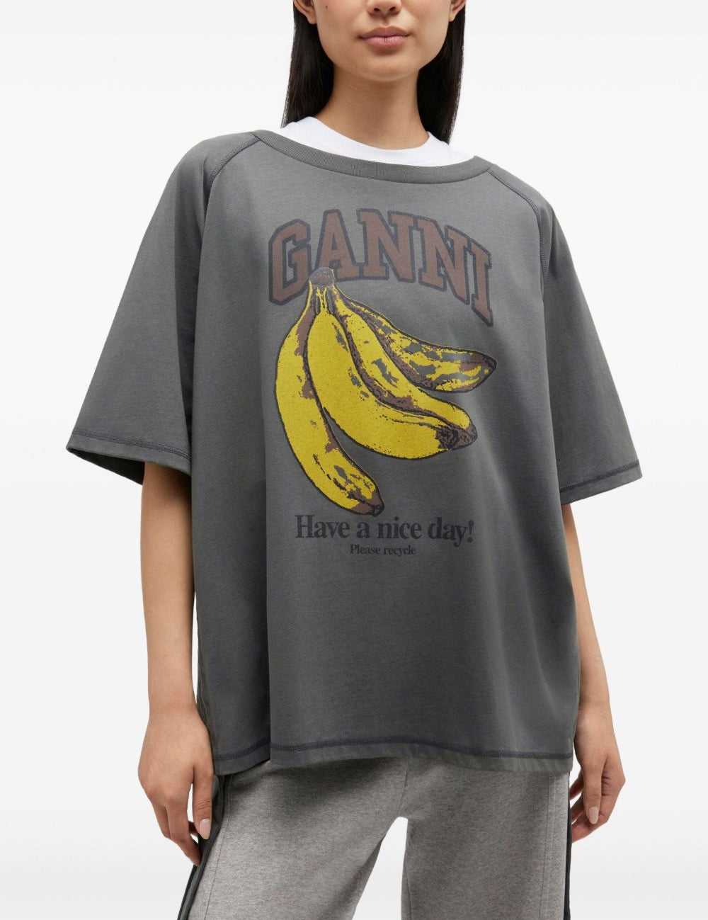 T-shirt con stampa in grigio Ganni - donna 