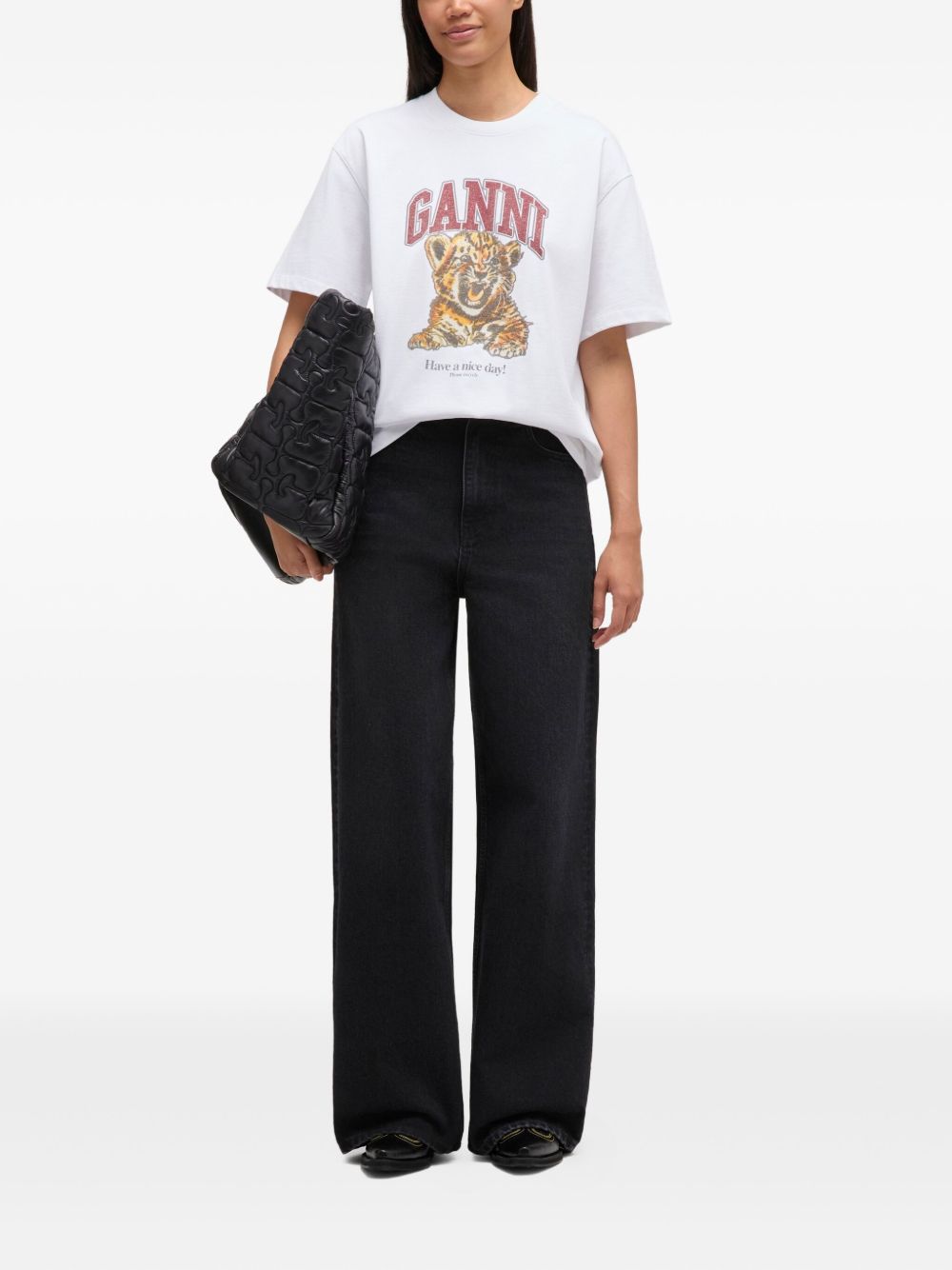 T-shirt con grafica in bianco Ganni - donna 