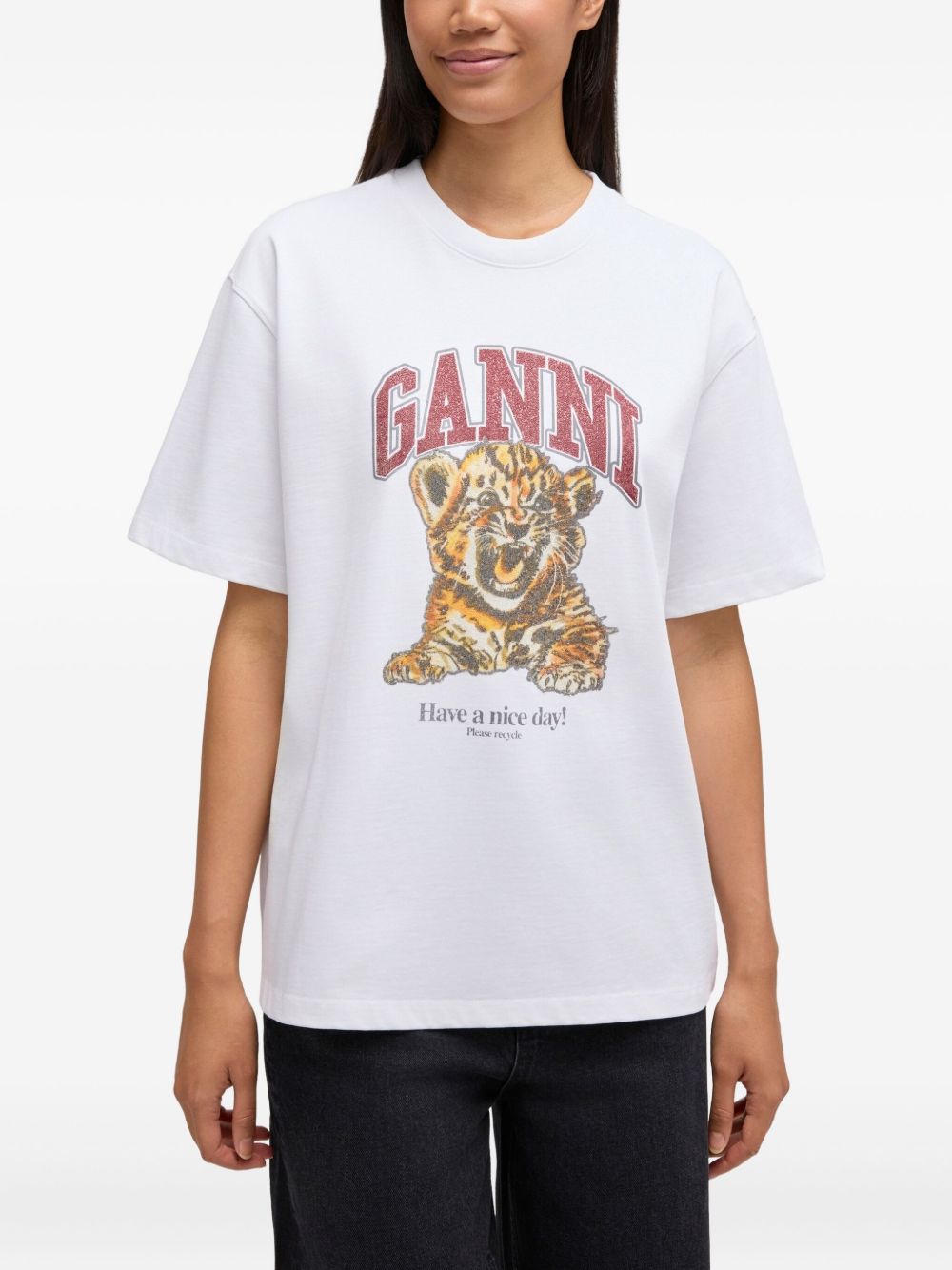 T-shirt con grafica in bianco Ganni - donna 