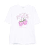 T-shirt con grafica al lampone in bianco Ganni - donna 