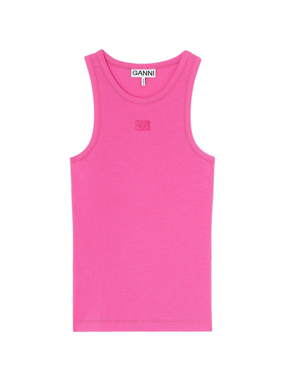 Canotta a coste con logo applicato in rosa Ganni - donna 