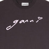 T-shirt Signature in grigio Ganni - donna 