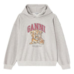 Felpa con stampa Tiger e cappuccio in grigio Ganni - donna 