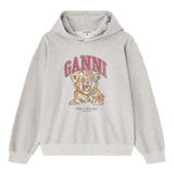 Felpa con stampa Tiger e cappuccio in grigio Ganni - donna 