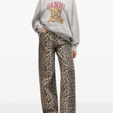 Felpa con stampa Tiger e cappuccio in grigio Ganni - donna 